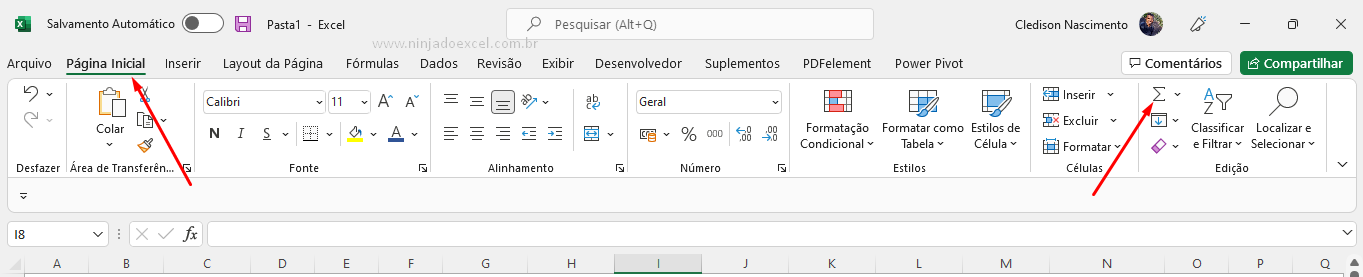 Onde encontrar o Autosoma no Excel