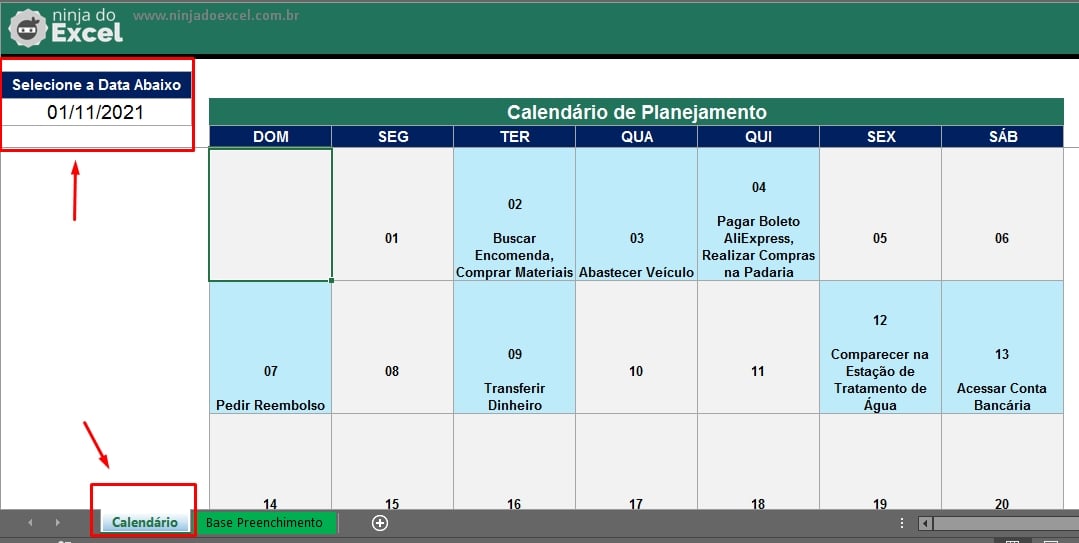 Como Criar Um Planner No Excel Ninja Do Excel 1199