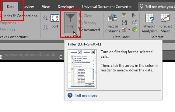 Uso do filtro em Classificar por Cores no Excel