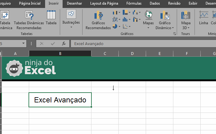 Caixa de Texto Vinculada no Excel, formando a caixa de texto