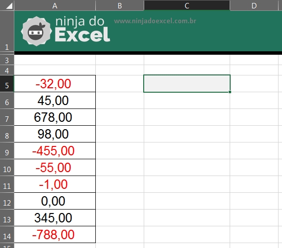 Substituir Números Negativos no Excel