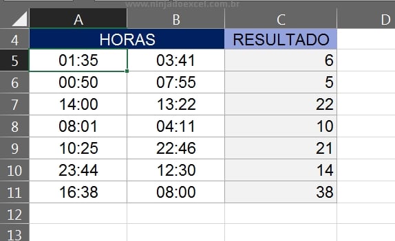 Subtrair Minutos no Excel