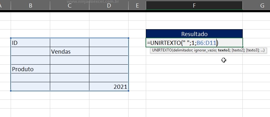 Textos Separados no Excel, ultima sintaxe da função