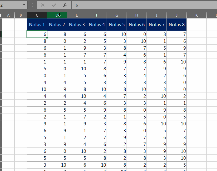 Deletar Colunas Alternadas no Excel, selecionando colunas