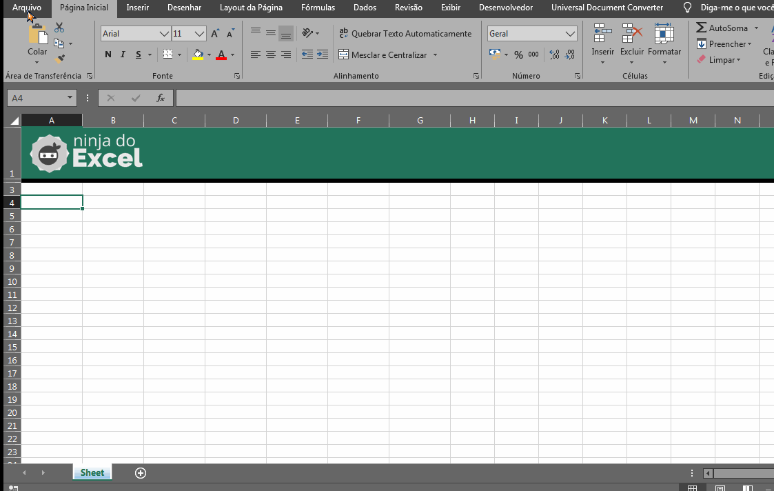 Ferramentas do Excel não Estão Visíveis, adicionando a categoria estilos