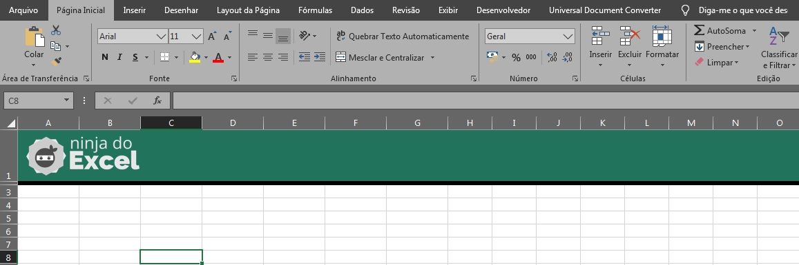 Ferramentas do Excel não Estão Visíveis