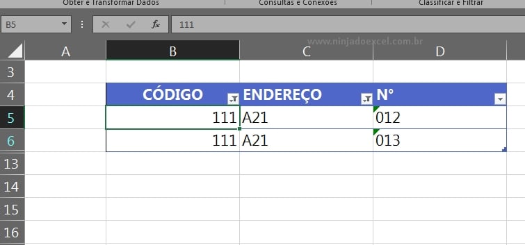 Filtros de Uma Tabela no Excel