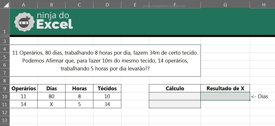Regra de Três Composta no Excel