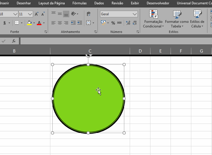 Remover as Bordas do Objeto no Excel, contorno da forma