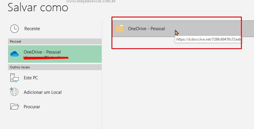 Salvar Planilha no OneDrive no Excel, ondedrive pessoal