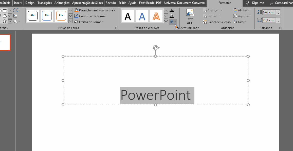 Curvar o Texto no PowerPoint, estilos de curvas