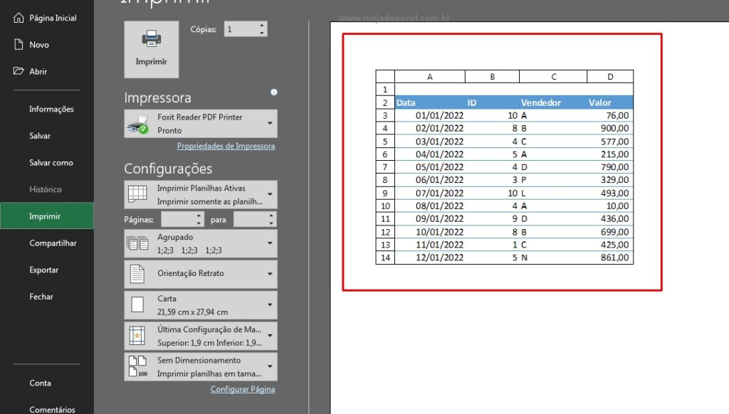 Como Imprimir Linhas e Colunas no Excel - Ninja do Excel