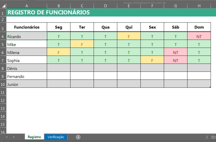 Planilha De Escala De Trabalho Autom Tica No Excel Ninja Do Excel