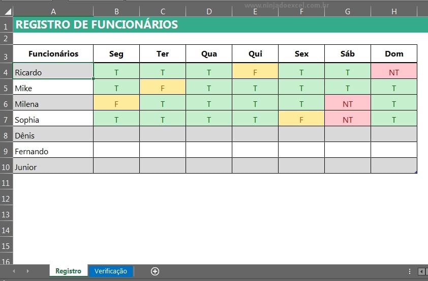 Planilha de Escala de Trabalho Excel