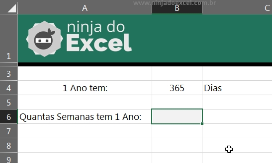 calcular quantas semanas tem um ano no excel