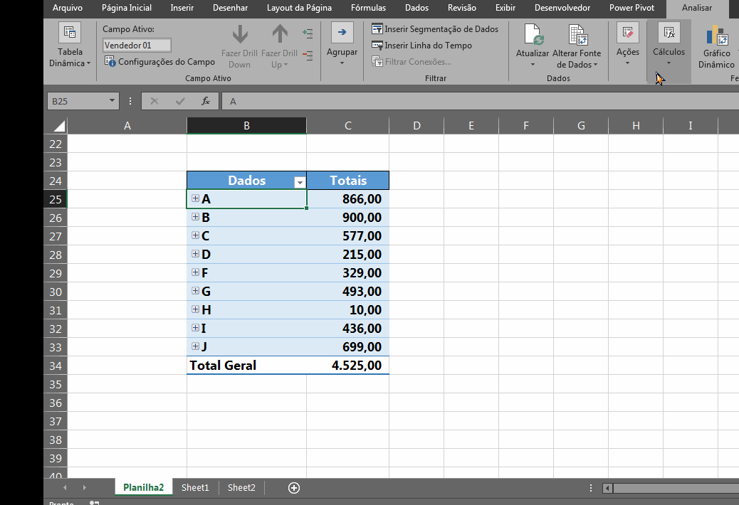 Tabela Dinâmica Para Outra Aba no Excel, movendo tabela para nova planilha