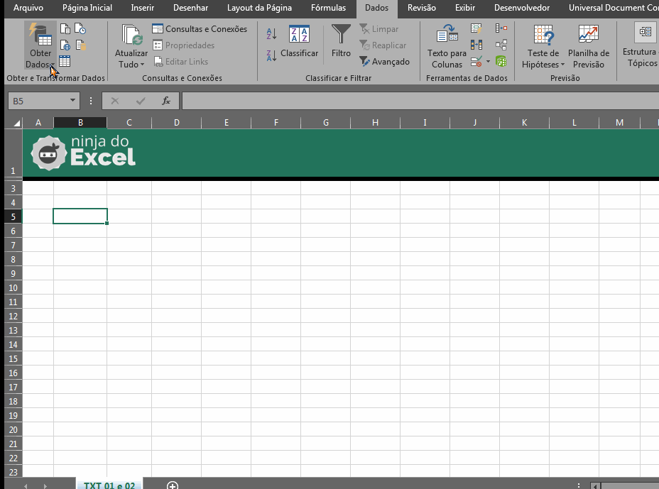 como juntar arquivos txt em um só, criando conexão no Excel