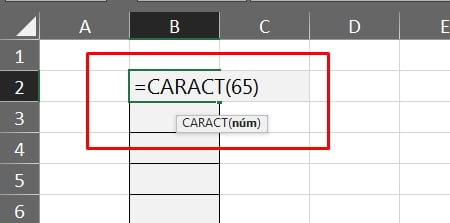 Alfabeto Com Fórmulas no Excel, função caract