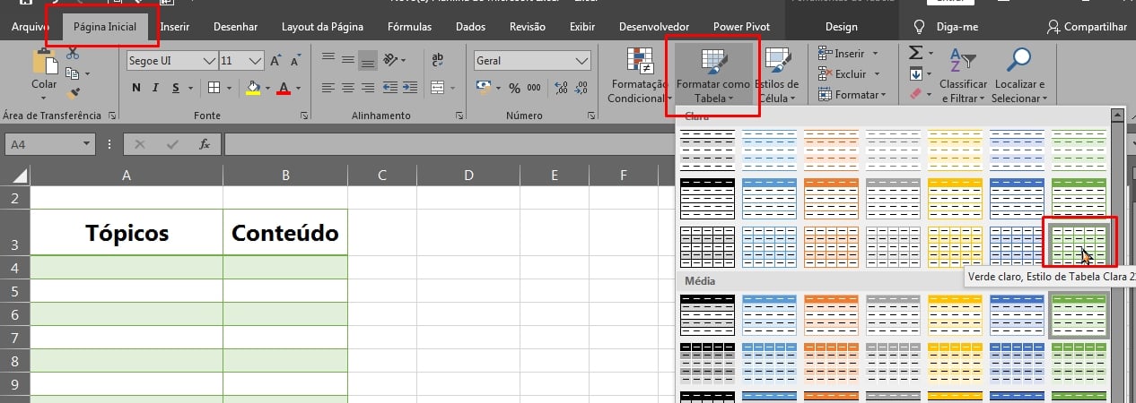 Fazer Índices no Excel