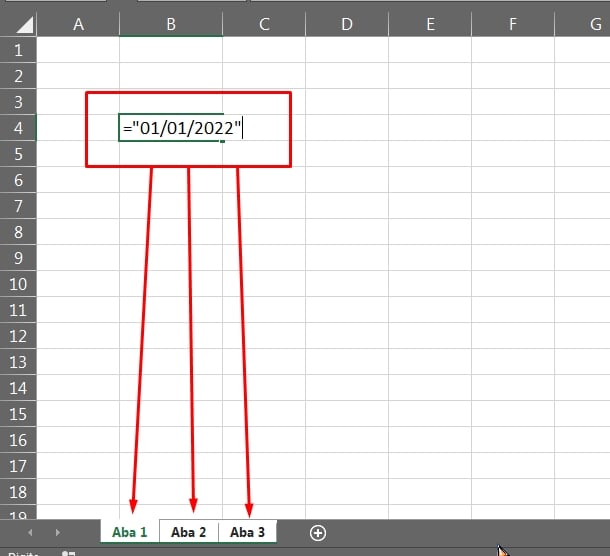 Função PLAN na Prática no Excel, inserindo data