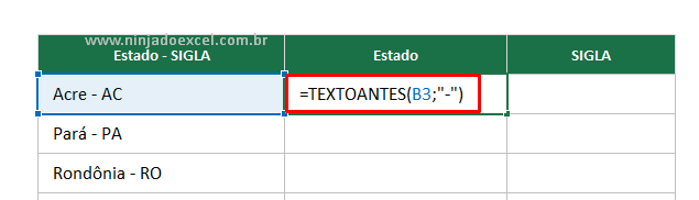 Função TEXTOANTES e TEXTODEPOIS no Excel