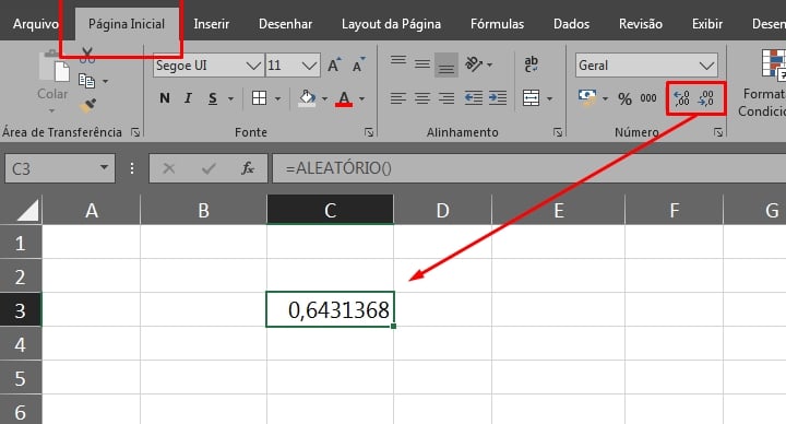 Funções Aleatório e Aleatórioentre no Excel, casas decimais