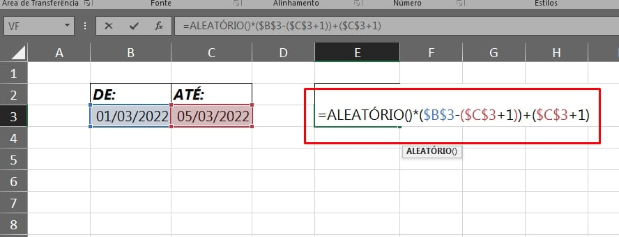 Funções Aleatório e Aleatórioentre no Excel, datas aleatórias com a função aleatório