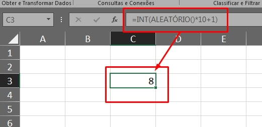 Funções Aleatório e Aleatórioentre no Excel, função INT