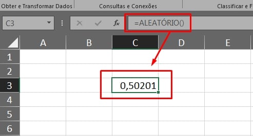 Funções Aleatório e Aleatórioentre no Excel, resultado da aleatório