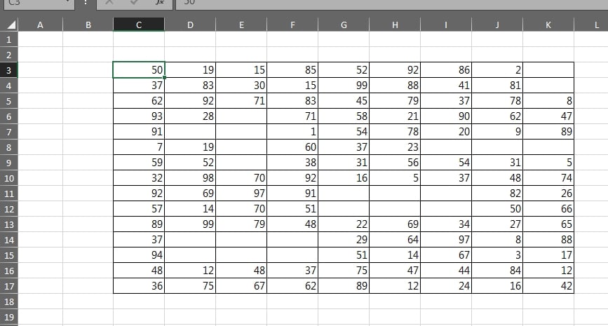 Linhas e Colunas no Excel
