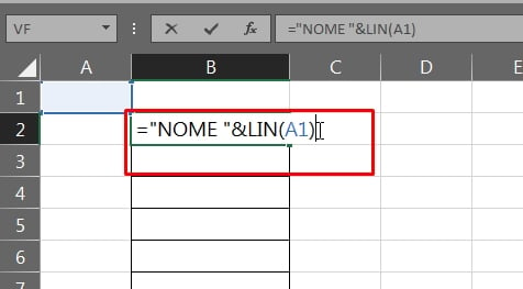Lista Numerada Com Textos no Excel, função lin