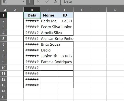 Organizar Colunas no Excel