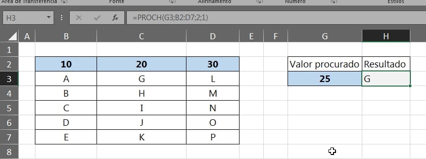 PROCH Completo no Excel, resultado aproximado
