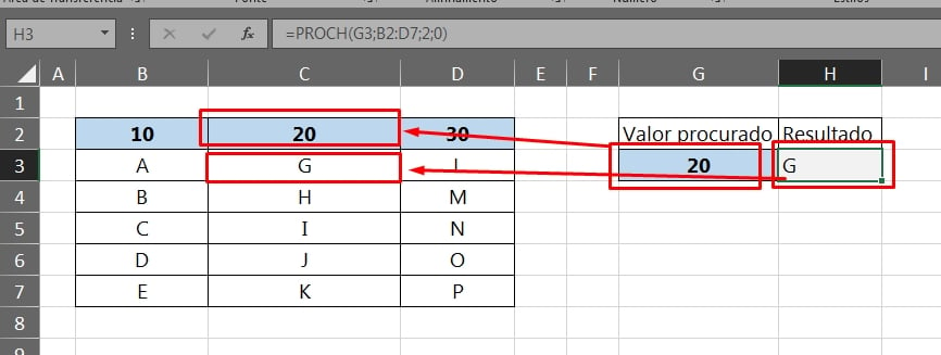 PROCH Completo no Excel, segunda linha