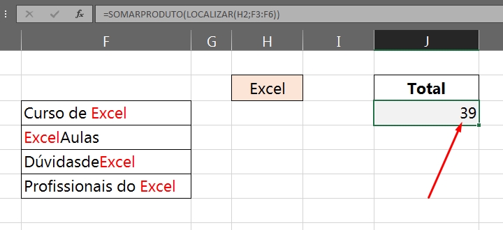 Posições de Caracteres no Excel, total de posições