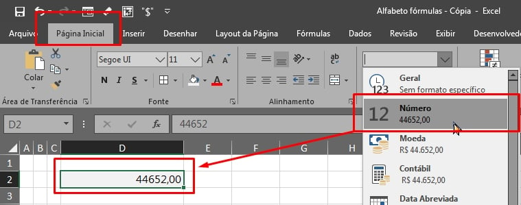 Somando Datas Com Números no Excel, formato de números