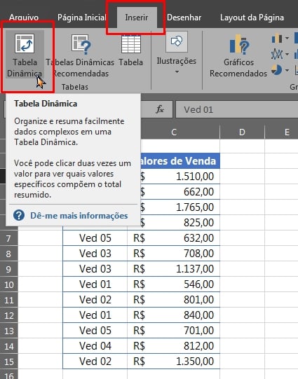Tabela Dinâmica com Base em Outra Coluna no Excel, criar tabela dinâmica