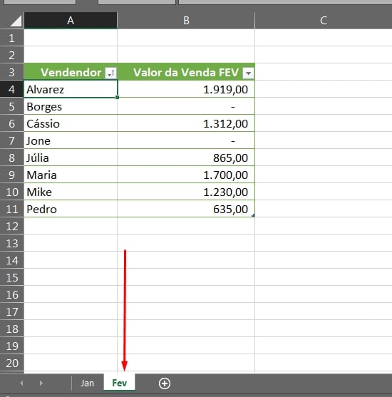 Tabelas Separadas Com Tabela Dinâmica no Excel, segunda aba