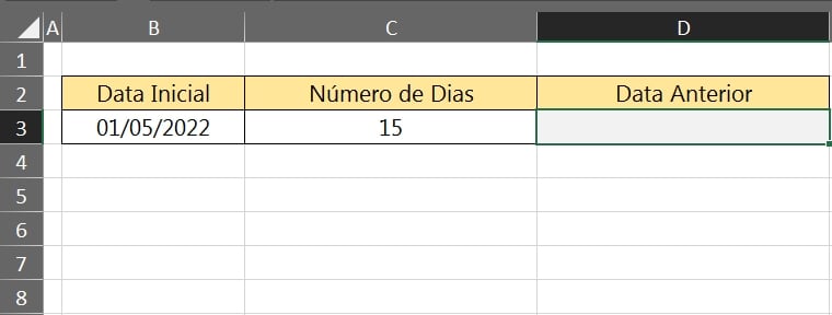 Calcular Dias Anteriores no Excel