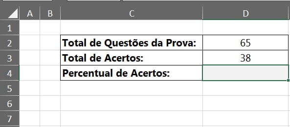 Calcular o Percentual de Acertos no Excel