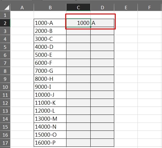 Dados Com Preenchimento Relâmpago no Excel, inserindo número e texto