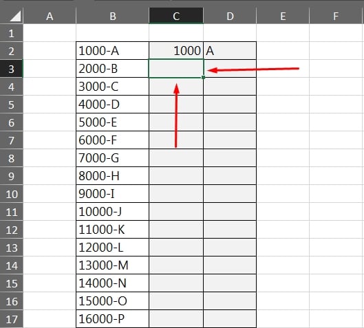 Dados Com Preenchimento Relâmpago no Excel, selecionando células