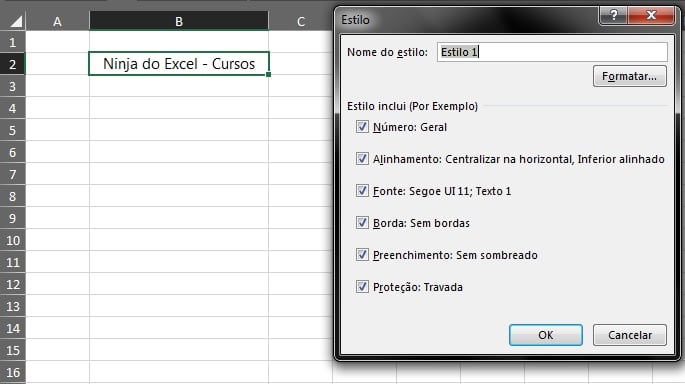 Estilo de Célula Predefinido no Excel, nome do estilo