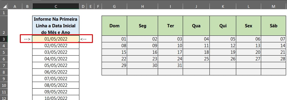Fórmulas e Lista de Datas no Excel, alterando datas
