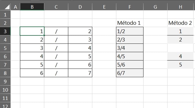 Inserir Fração do Excel