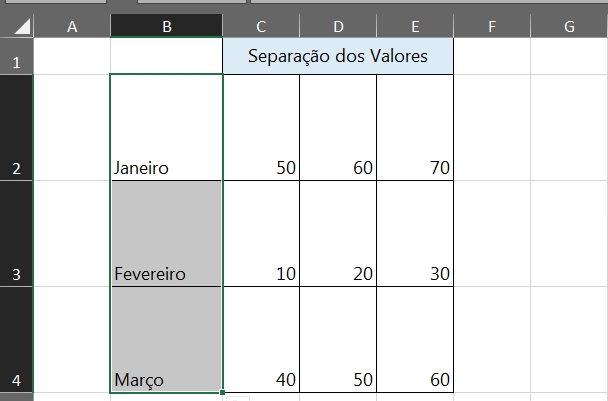 Quebra de Textos no Excel, resultado 2