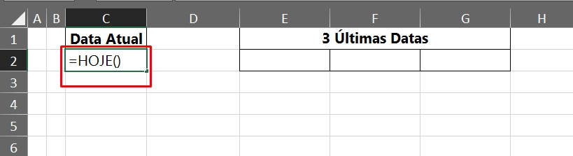 Últimas Datas do Mês no Excel, FUNÇÃO HOJE