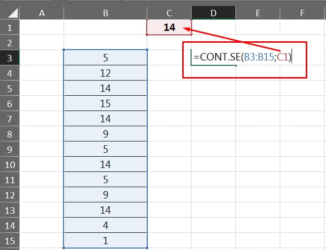 Função Cont.se no Excel Vários Critérios, indicando sem o sinal de igual