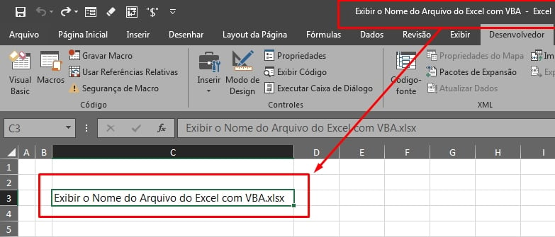 Nome do Arquivo do Excel com VBA, arquivo do Excel