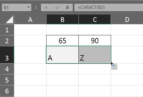 Alfabeto no Excel
